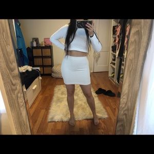 Matching crop top and mini skirt